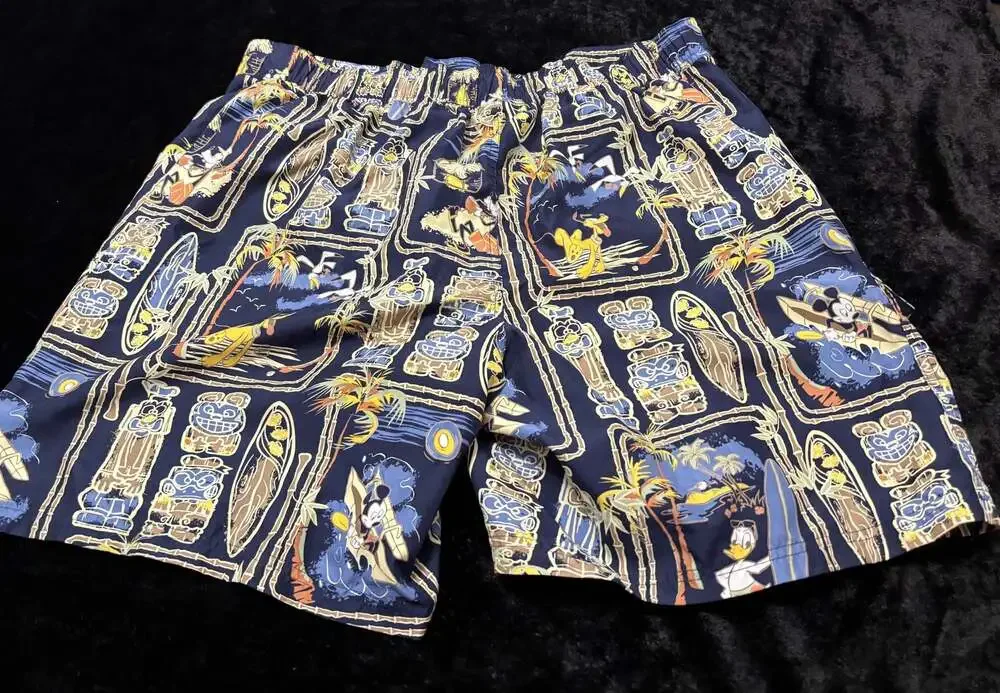 Men XL Vintage Disney Men's Mickey & Friends AOP Surfing Swim Trunks